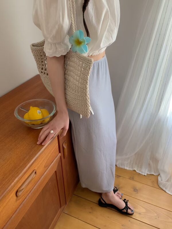 蕾絲小腰間碎花圖案長裙