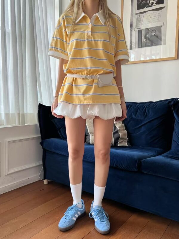 休閒條紋polo領上衣