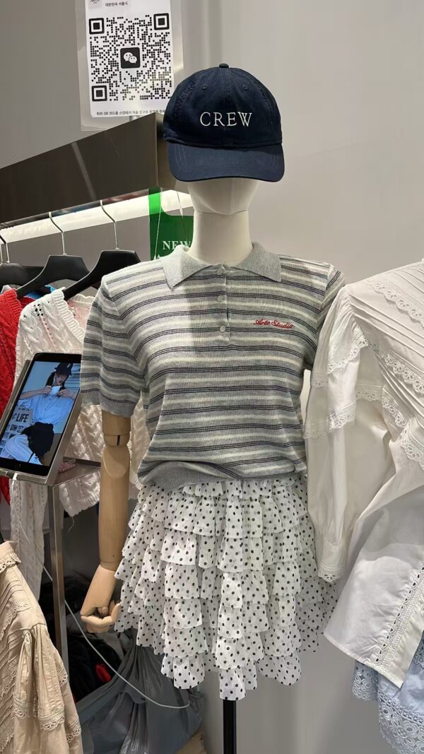 miu系條紋撞色短袖上衣