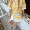 休閒條紋polo領上衣