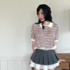 miu系條紋撞色短袖上衣