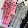 撞色Polo領條紋短袖洋裝