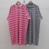 撞色Polo領條紋短袖洋裝