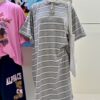 撞色Polo領條紋短袖洋裝