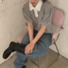 小花瓣領子澎袖上衣