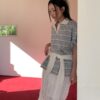 歐膩同款Polo領條紋上衣