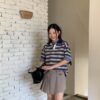 歐膩同款Polo領條紋上衣