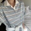 歐膩同款Polo領條紋上衣