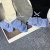 蝴蝶結格紋拼接短襪