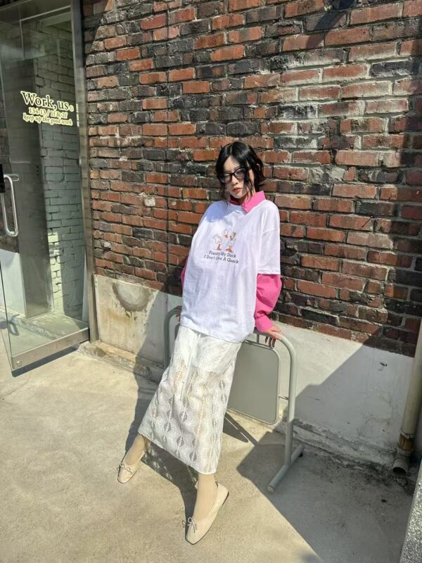 超美蕾絲鬆緊腰長裙