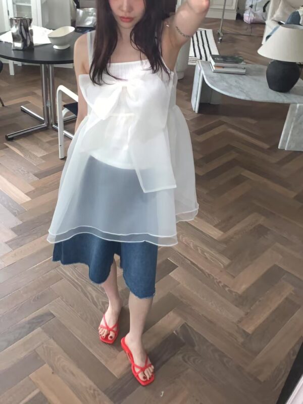 蝴蝶結兩面穿網紗背心仙女裙