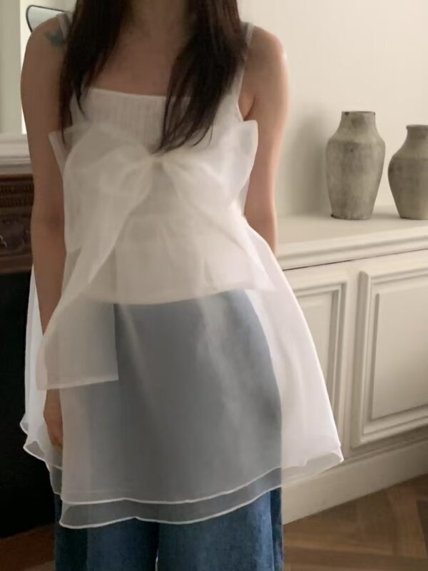 蝴蝶結兩面穿網紗背心仙女裙