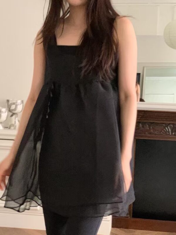 蝴蝶結兩面穿網紗背心仙女裙