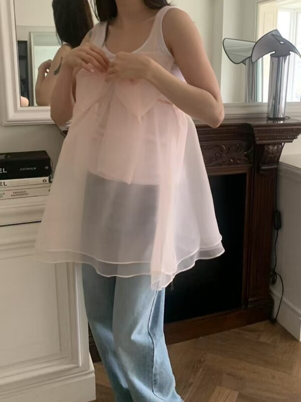 蝴蝶結兩面穿網紗背心仙女裙
