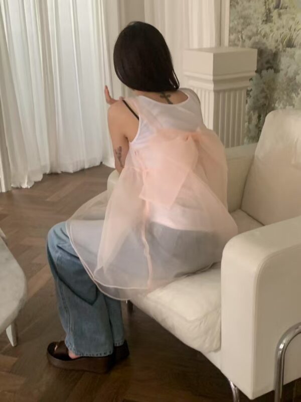 蝴蝶結兩面穿網紗背心仙女裙