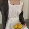 蕾絲小方領背心度假感洋裝
