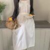蕾絲小方領背心度假感洋裝