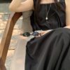 蕾絲小方領背心度假感洋裝
