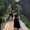 蕾絲小方領背心度假感洋裝