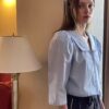 典雅氣質小領子澎袖襯衫