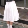鬆緊腰圍綁帶徽章長裙