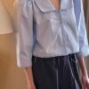 典雅氣質小領子澎袖襯衫