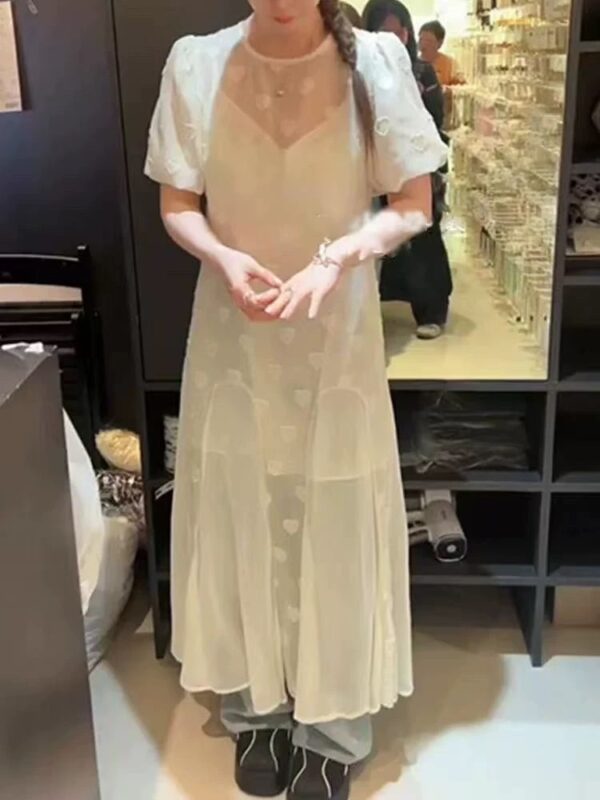 repell earlobe歐逆同款愛心雪紡長洋裝