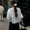夢幻蕾絲拼接短袖襯衫