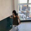 蕾絲邊碎花細肩帶洋裝