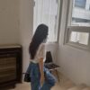 浮雕花朵泡泡袖襯衫
