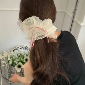 網紗材質蝴蝶結緞帶大腸圈髮圈