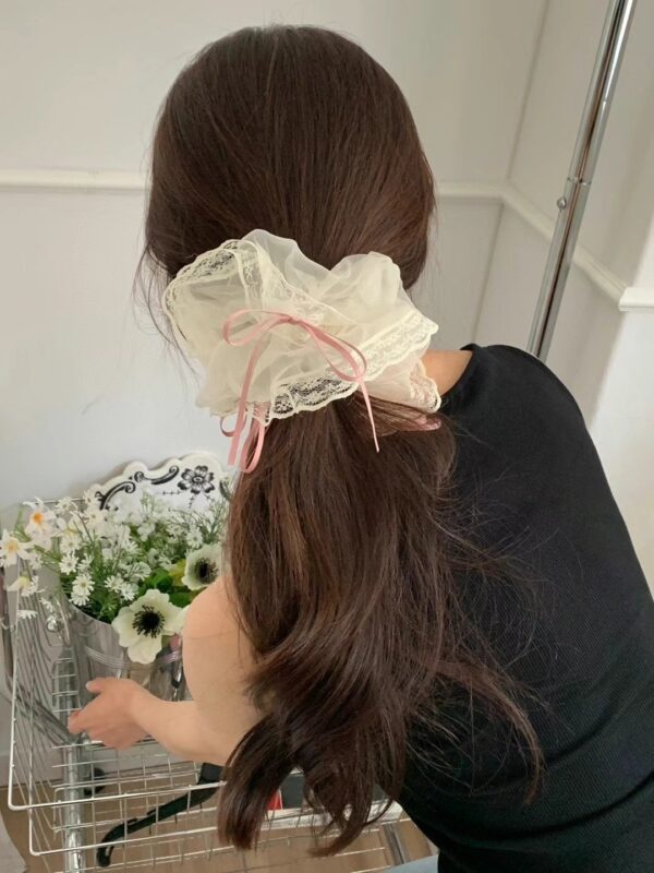 網紗材質蝴蝶結緞帶大腸圈髮圈