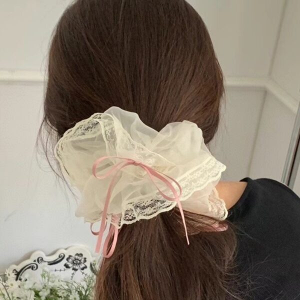 網紗材質蝴蝶結緞帶大腸圈髮圈